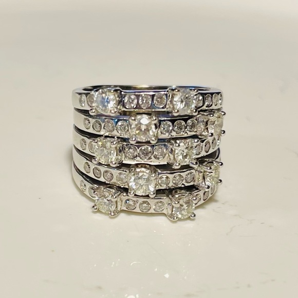 Designer Heirloom Quality 1.5 TCW of full cut diamonds  copyrighted© ring 14K WG - Picture 7 of 17